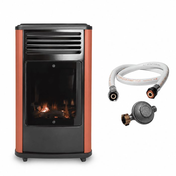 Poêle Manhattan terracotta avec tuyau gaz flexible et détendeur butane